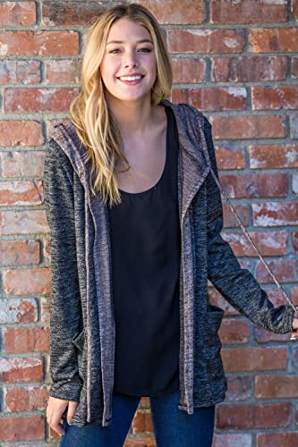 Image of Eloges Women's Multi Stripe Soft Knit Open Cardigan with Suede Elbow Patch