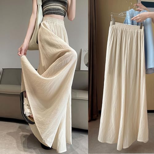 Ice Silk Casual Wide Leg Culottes, High Waist Loose Flowy Pants, Summer Beach Breathable Pants for Women3