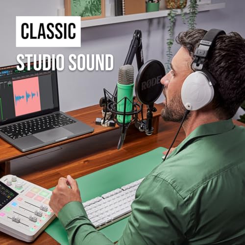 Image of RODE NT1 Signature Series Large-Diaphragm Condenser Microphone with Shock Mount, Pop Filter and XLR Cable for Music Production, Vocal Recording, Streaming and Podcasting (Green) | HF6 1-Inch Capsule, Cardioid, 4 Dba Self-Noise, 142 Db Spl, Includes SM6 Shockmount, Pop Filter and 6m Xlr