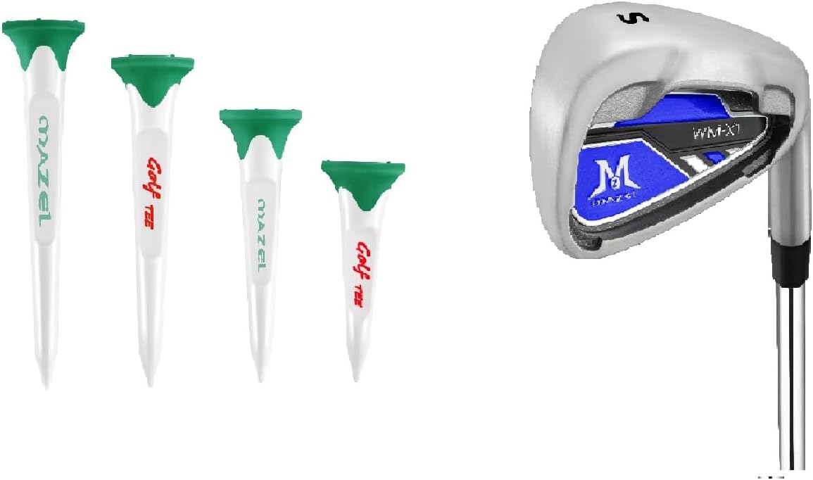 MAZEL Golf WMX1 Iron Club & Golf Plastic Tees 8 Packs,Bundle of 2