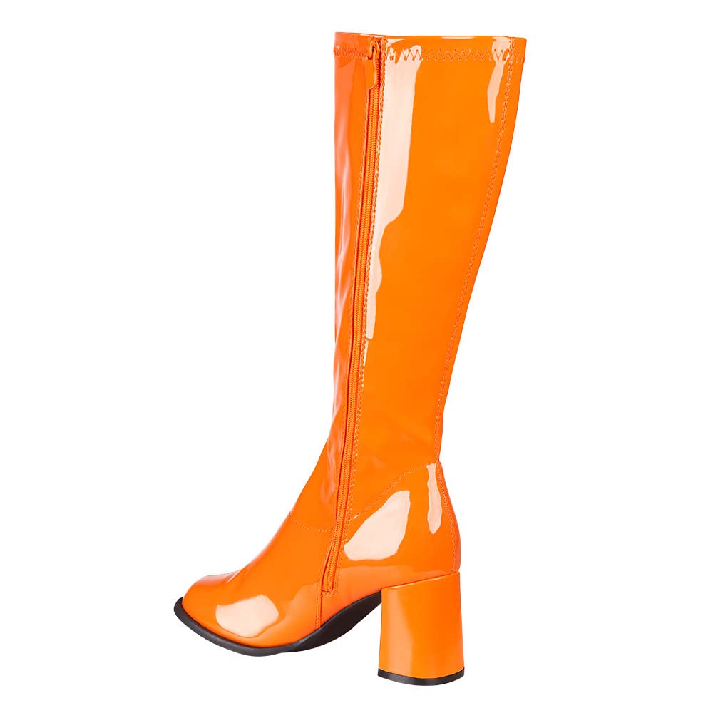 Boland - Stiefel Retro, Pink, langer Schaft, Synthetik, Blockabsatz 8 cm, Reißverschlusss, Spacy, Schlager, cooler Look, Karneval, Halloween, Fasching, Mottoparty