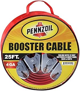 Pennzoil Heavy-Duty Jumper Cable Kit for Car - 4 Gauge 25 ft Emergency