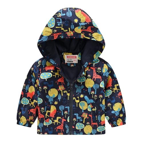 Kids Girls Waterproof Windbreaker Jacket Hooded Long Sleeve Full Zip Up Hoodie Boys Cool Print Lightweight Coat