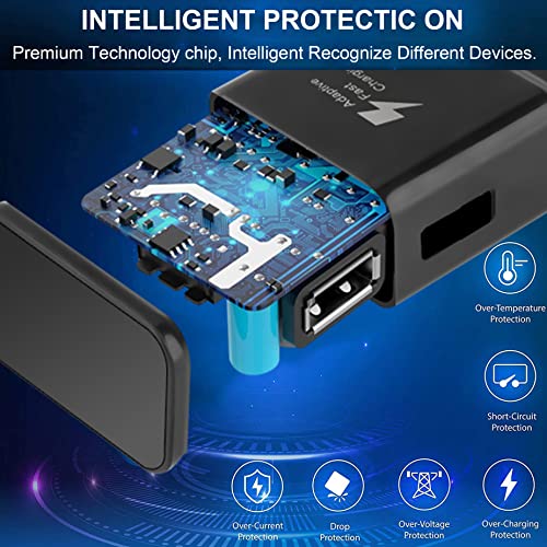 Chargeur Rapide AFC 2A - Bloc d'alimentation USB avec Câble Micro USB de 1,5 m Compatible avec Samsung Galaxy S7/S7 Edge/S6/S6 Edge/S5/S4/A6/J7/J3/Note 5/Note 4/3/LG G4/G3, Xiaomi, Redmi etc (Noir) – Image 4