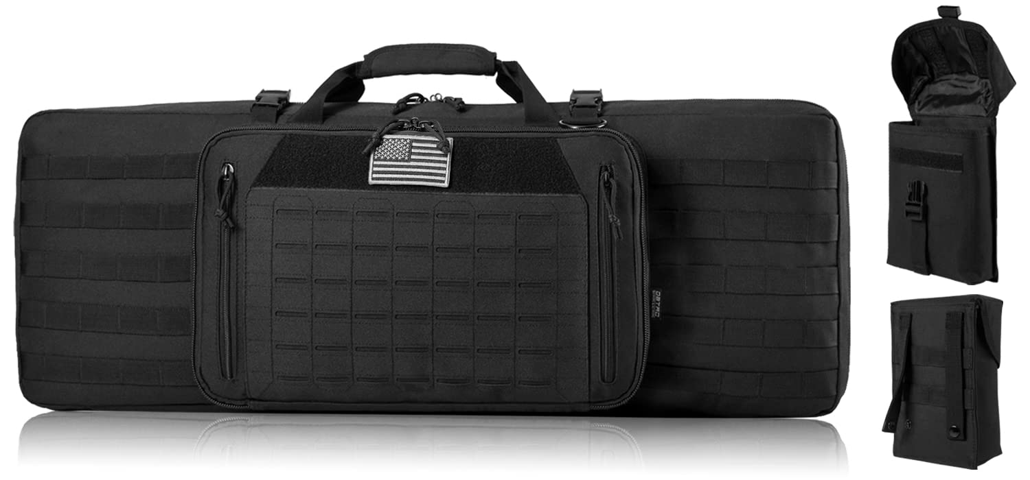 DBTAC Urban Classic Tactical Double Short Barrel Rifle Gun Case Firearm Bag for Shooting Range Outdoor Hunting | MOLLE Pouch x2 + US Flag Patch + Universal Holster Included | 32"