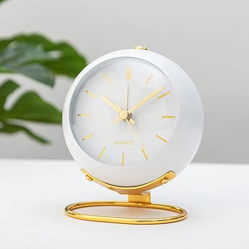 Miniatura 3 de SHISEDECO Reloj despertador clásico de mesa pequeño sin tictac con luz nocturna, funciona con pilas y vidrio HD para sala de estar, dormitorio,
