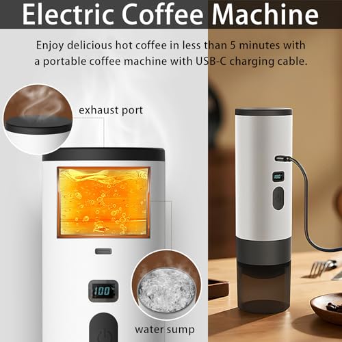 Mocoli 3-in-1 Portable Electric Espresso Maker - 90ml Travel Coffee Machine with Digital Display for RV, Camping, and Office (White + Holder) - Image 4