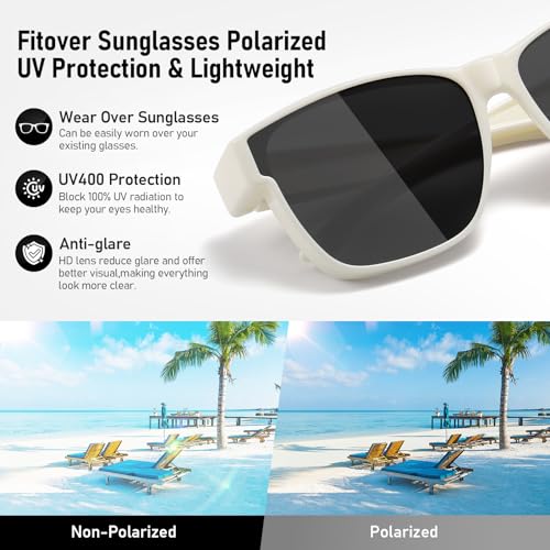 Image of GEGURI Polarized Sunglasses Fit Over Glasses for Men Women, Oversized Square Sun Glasses UV400 Protection Shades