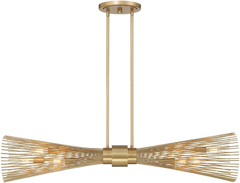 Savoy House 1-9601-6-171 Longfellow Modern Linear Chandelier, 6-Light 360 Total Watts, 9" H x 42" L, Burnished Brass