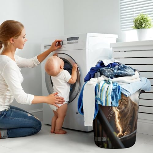 Panier à linge pliable chat balustrade imperméable pour chambre - 8