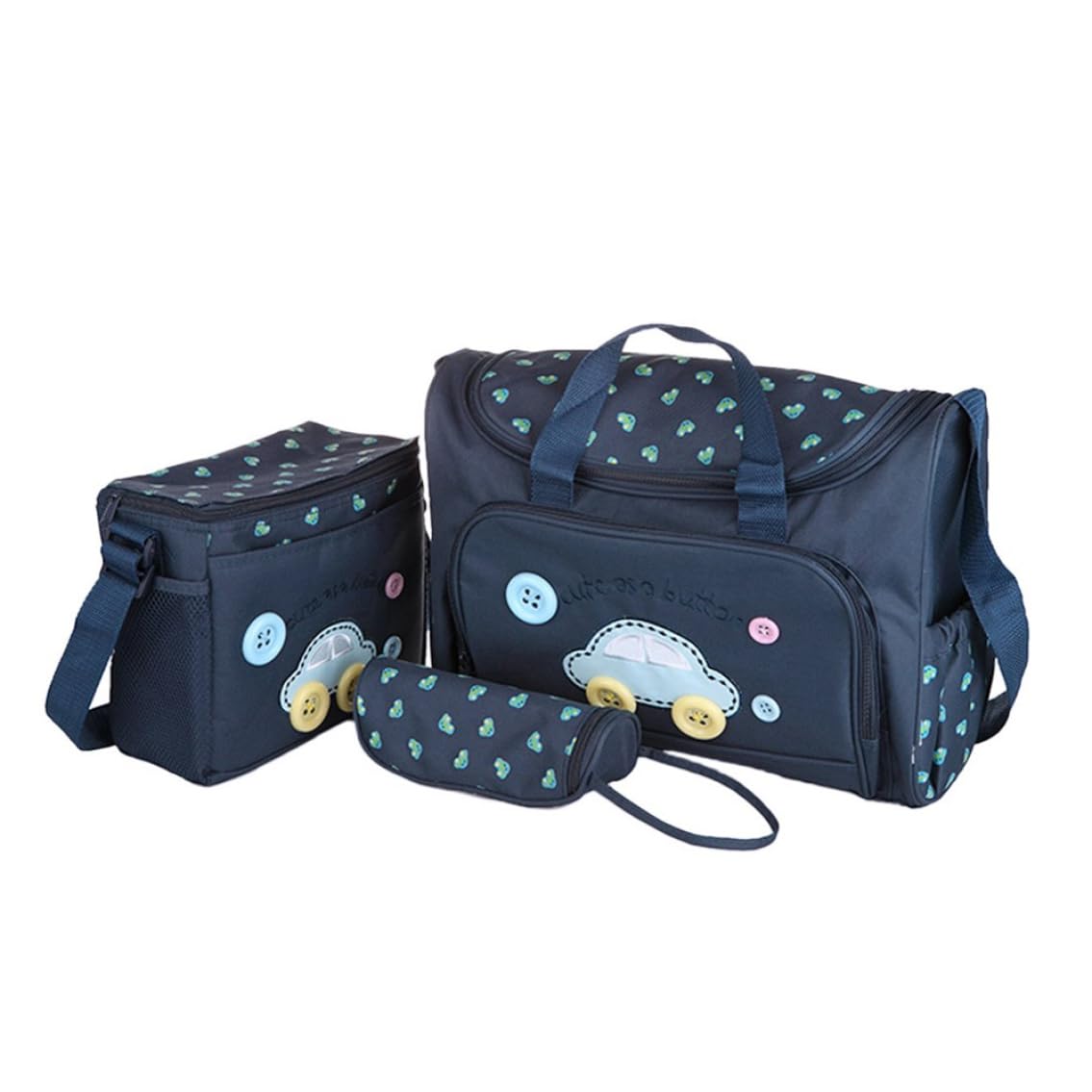 Otbushit 4PCS Baby Diaper Nappy Bag Multi-Function Infant Nursery Tote Portable Newborn Handbag with Changing Pad Milk Bottle Cover