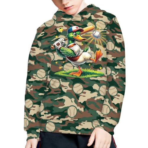 Image of WELLFLYHOM Boys Hooded Sweatshirts Hoodie Pullover Cool Graphic Crewneck Blouses Size 6-16