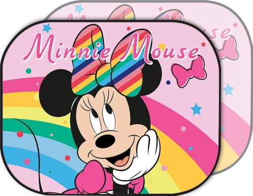 Tataway Par de toldos Laterales, sombrilla de Coche Rosa Minnie de 44 x 35 cm, protección Solar Lateral con gráficos Oficiales de Disney | Accesorio de Coche para niñas