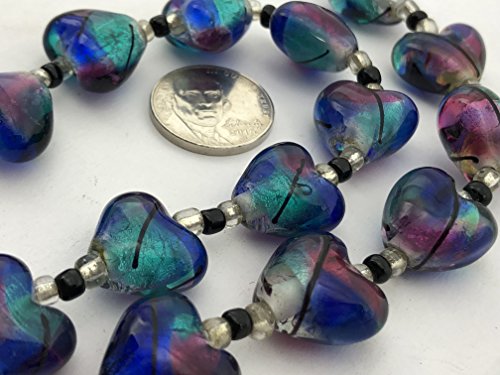 Valentine Multiple Color Heart Lampwork Glass Beads(12 Beads Pack) #TOP5