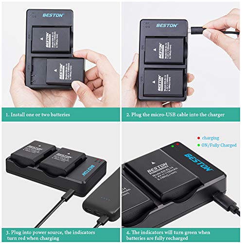 BESTON 2-Pack EN-EL14 / EN-EL14a Battery Packs and Rapid USB Charger for Nikon D3100 D3200 D3300 D3400 D3500 D5100 D5200 D5300 D5500 D5600 DF Coolpix P7000 P7100 P7700 P7800... 6 515JBMHePjL