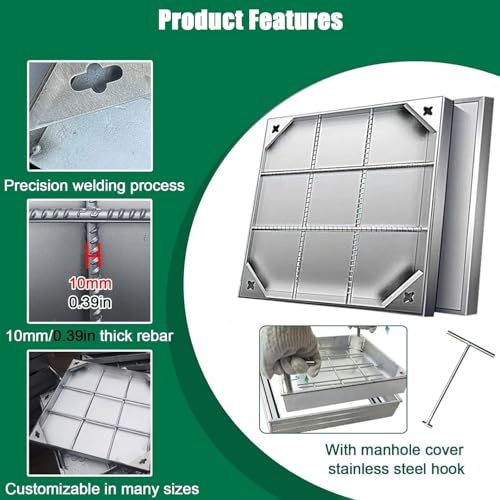 Tapa de tanque séptico empotrada con marco invisible de acero 304 para patios 6