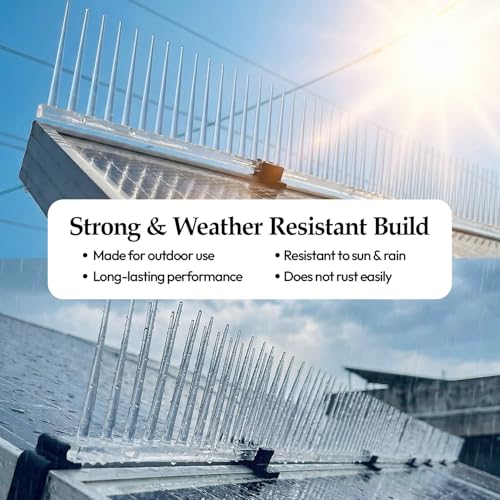 Image of Bird Spike for Solar Panel with Stand | 1 Feet Anti Bird Spikes for 30 to 40 mm Panel Thickness | Pigeon Deterrent for Solar Panel Protection (Pack of 10)