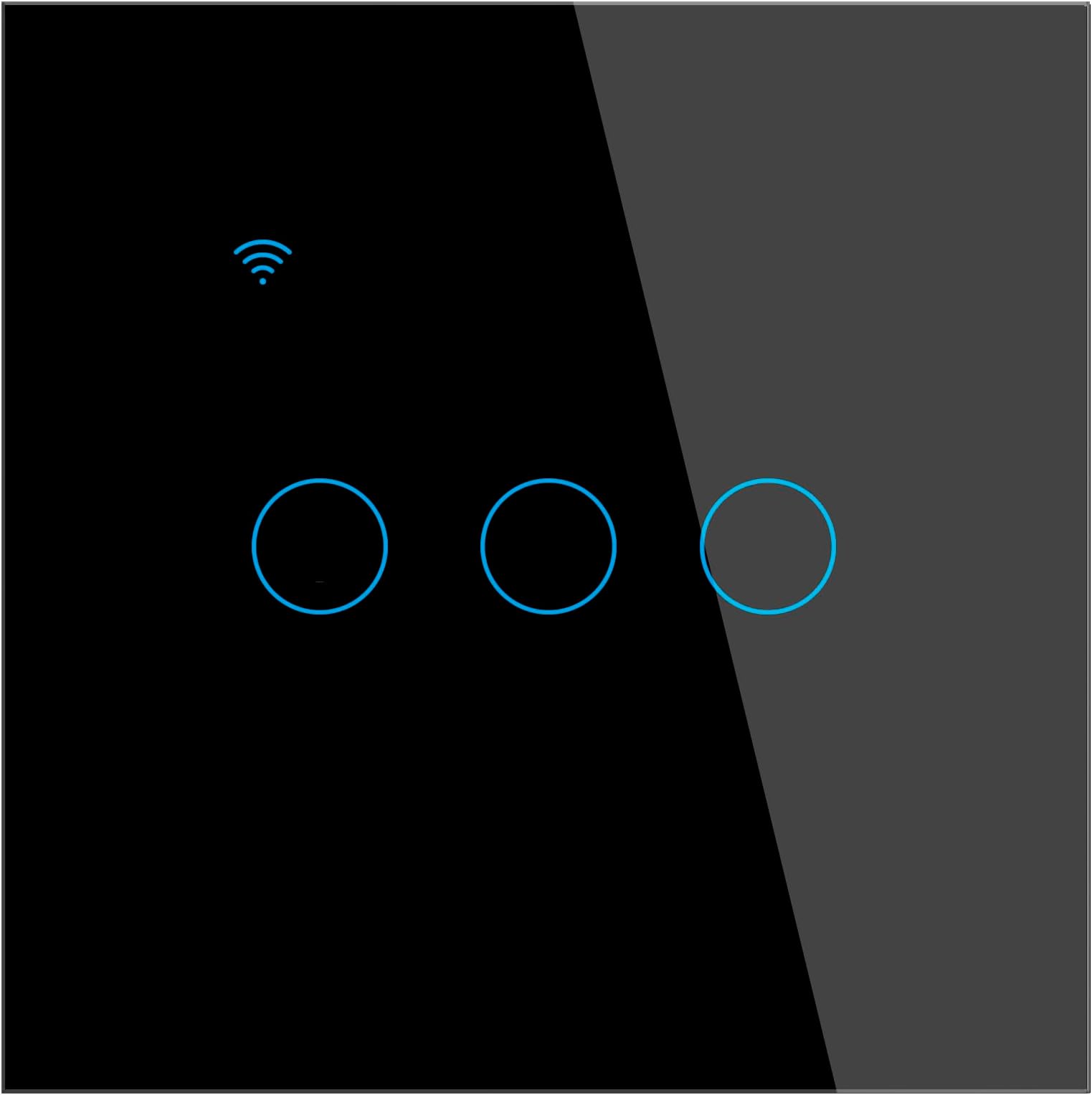 Smart Wifi Switch,Wall Light Switch Timer Work with Alexa Echo Google Home Assistant Controll Tuya Smartlife APP Touchable No Neutral Wire Required (3 gang, Black)