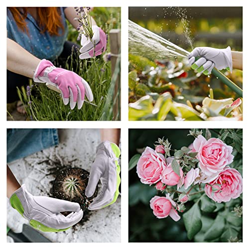 Handlandy Garden Gloves For Women, Flexible Soft Leather Gardening Yard Work Gloves #TOP4