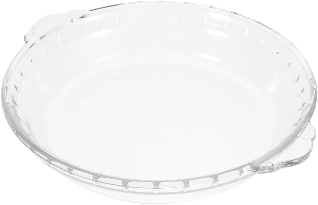 Kichvoe Glass Pie Plate 9.25 inch Transparent Pie Pan for Baking Pies Quiches and Tarts Heat Resistant Microwave Oven Dish for Cooking Serving Refrigerator and Oven Use 1 Pack
