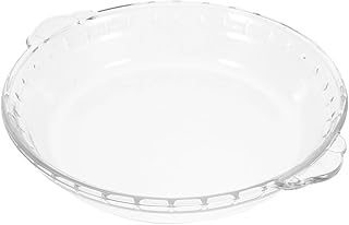 Kichvoe 8 Inch Glass Pie Plate - Transparent Microwave Oven Safe Baking Dish for Pies, Quiches, and Casseroles - Ideal for Home Kitchen Use