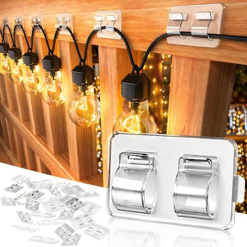 Keviyi 30 PCS Hooks for Outdoor String Lights, Double Hooks