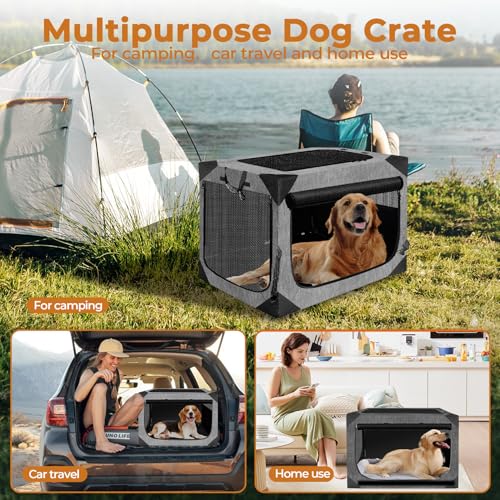 Dog Crate, Collapsible Soft Travel Crate for Large Dogs (3 Year Warranty), Indoor & Outdoor Portable Pet Kennel with Chew-Proof Mesh Window (Dark Gray, 36" L x 25" W x 25" H) - Image 5
