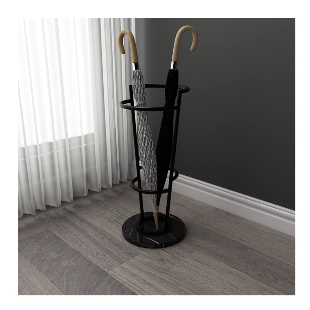 FCXWEVR Black Metal Umbrella Holder with Marble Base - Free Standing Umbrella Rack for Entryway & Hallway Ideal for Umbrellas & Walking Sticks Stylish Home nizer