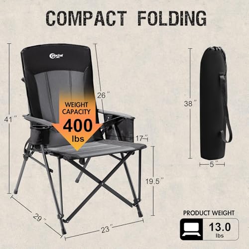 Silla de Camping Portal con Soporte Lumbar para Adultos Plegable Portátil Respaldo Alto Sobredimensionada, 400LBS miniatura 3