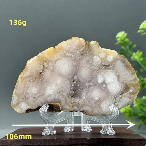 Géode d agate rose en fleur sur support de 136g pour deco - 3
