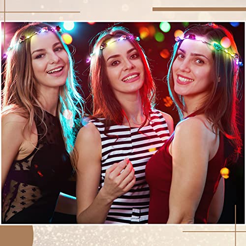 70 Pcs Led Flower Crown Led Flower Wreath Headband Light Up Headband Led Hair Accessories Crown Luminous Head Band Crown Led Tiara Glow Floral Headpiece Flower Headdress For Women Girls Wedding Party #TOP2