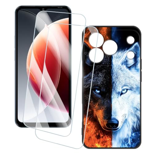 OAGELIM 2�Z�b�g �X�N���[���v���e�N�^�[ + �P�[�X Blackview Wave 7C (6.56 �C���`) �Ƃ̌݊������� �A�[�e�B�X�e�B�b�N�J�X�^���v�����g�J�o�[�Ƌ����K���X�t�B���� �X�N���b�`�h�~ (�T)