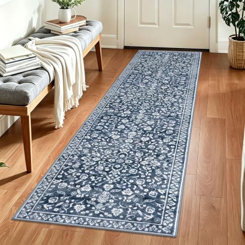 SILOLOOM Washable Vintage 2x8 Runner Rug Non Slip Runners for Hallway