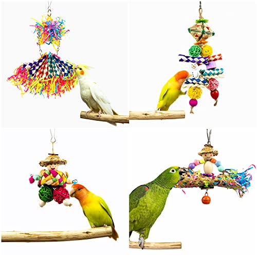 Bird Parrots Shredding Toys , 6Pcs Parakeet Colorful Bamboo Hanging Toys Bird Foraging Toys For Small Medium Parrots Parakeets, Conures, Love Birds, Small Parakeets Cockatiels, Finches #TOP5