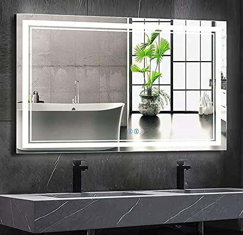 DIDIDADA 48x32 Inch Bathroom LED Mirror Wall Lighted Mirror for Bathroom Wall Mounted Large 48 Inch Bathroom Vanity Mirror with Lights 3Color Dimmable Anti Fog 48 Bathroom Makeup Smart Light up Mirror