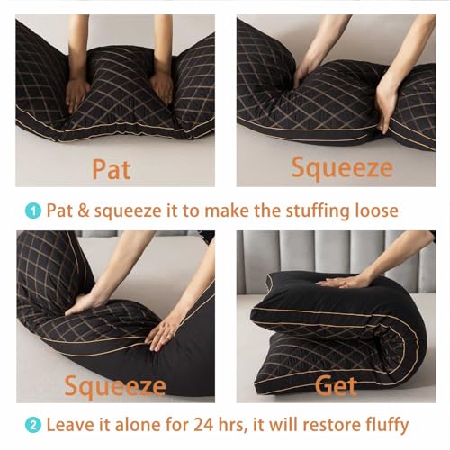 WhatsBedding Memory Foam Body Pillow for Adults, Long Pillow for Sleeping, Full Body Pillow for Bed - 20x54 inch, Black Quilted