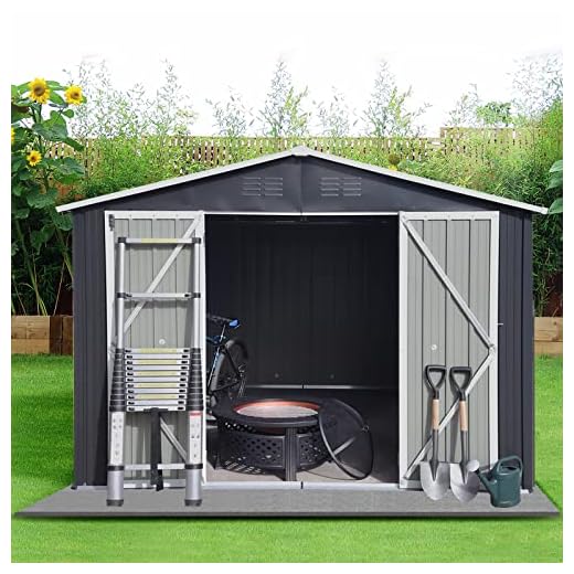 Lyromix 10' × 8' Metal Outdoor Storage Shed with Door & Lock, Waterproof Garden Storage Tool Shed with Base Frame for Backyard Patio, Black