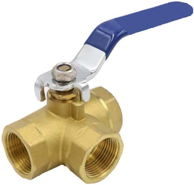 1/4" 3-Way (L-Port) NPT Female Brass Ball Valve with Seal Tape