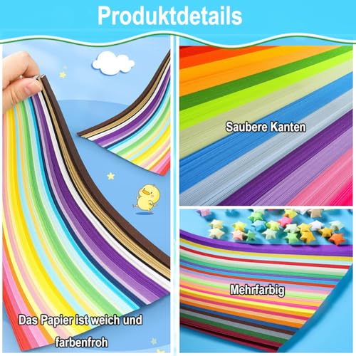 Papierstreifen, 1350 Stück Origami Papier Sterne 27 Farben Papierstreifen Sterne für Bastelarbeiten, Dekoration, Karten Geschenk