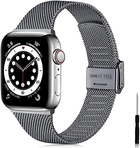 Ouwegaga Compatible With Apple Watch Strap 38mm 40mm 41mm 42mm 44mm 45mm, Stainless Steel Metal Straps Compatible with iWatch Strap Series 8 7 6 5 4 3 2 1 SE, 38mm/40mm/41mm Silver