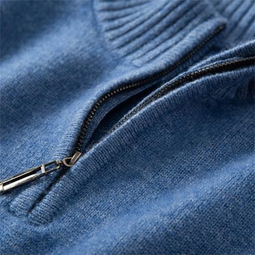 Kelsiop Thicken Warm Cashmere Sweater for Men Winter Causal Half Turtleneck Zipper Sweater Long Sleeve Knitted Pullover 5