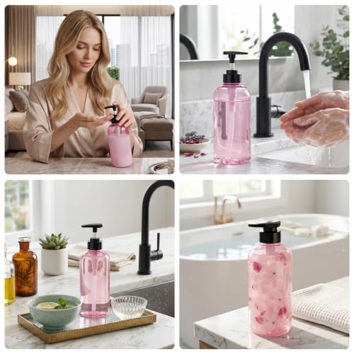 Image of Segbeauty 16.9oz 3Pcs Refillable Shower Bottles, Empty Pump Dispenser, Pink
