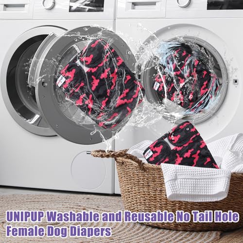 Image of Female Dog Diapers Reusable No Tail Hole Period Panties Washable 3 Pack Diapers Female for Docked-Tail Frenchie French Bulldog Boston Terrier Without Tail U-WWD02S