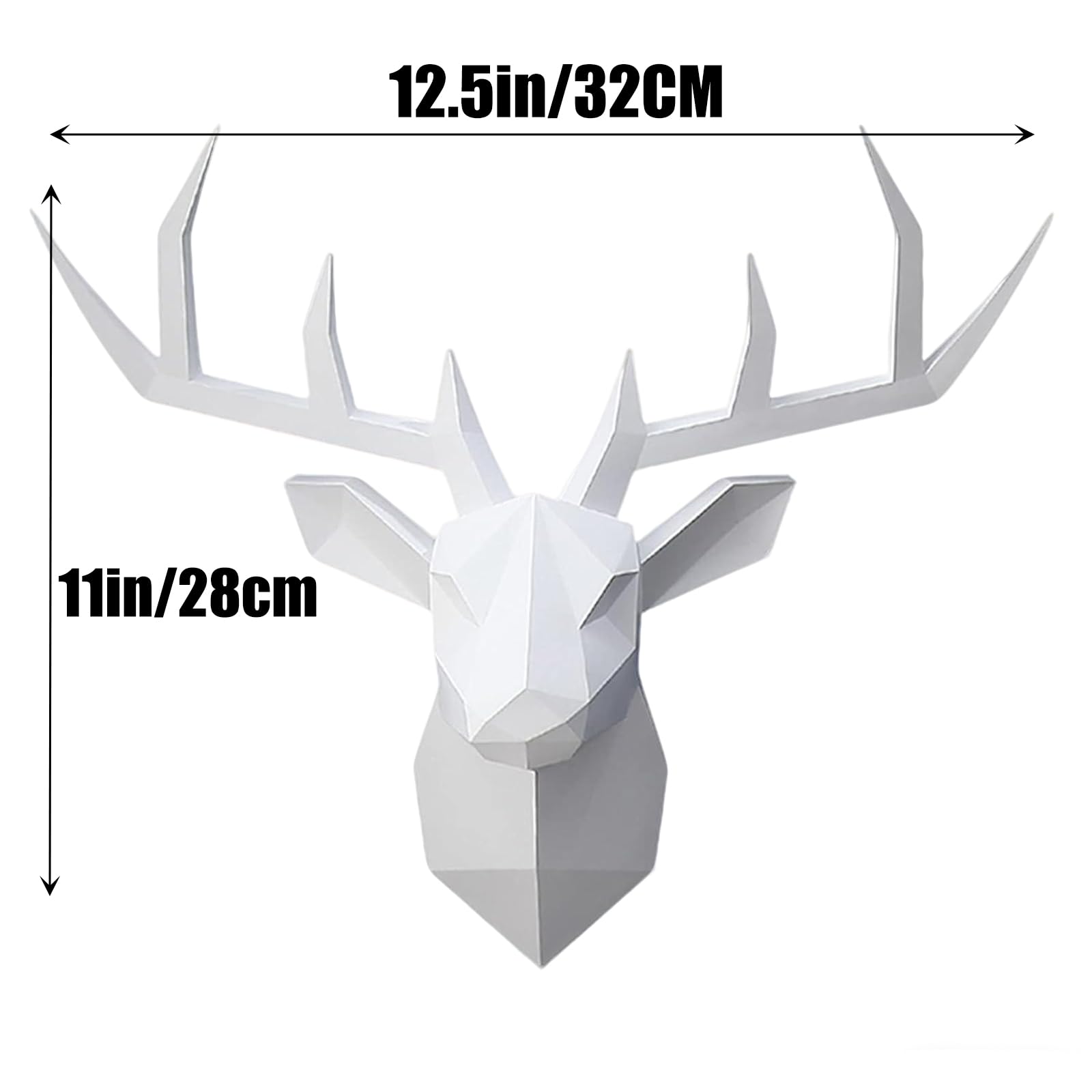 XYQXYQ Testa di Cervo Geometrica Scultura da Parete Moderna - Statua 3D da Appendere, Decorazione in Resina per Soggiorno e Galleria - Regalo (Bianco)