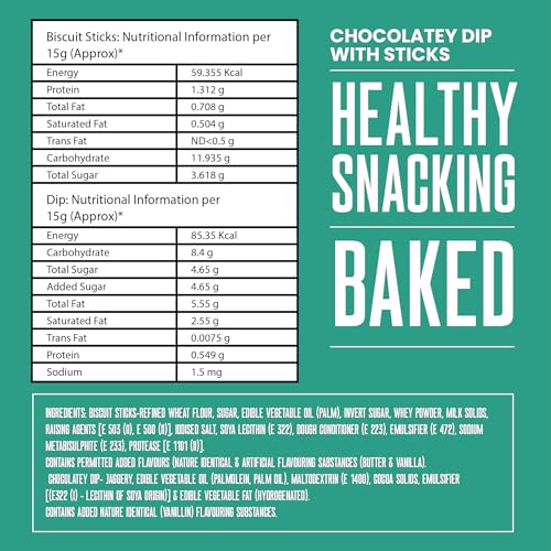 Image of Snackible Dipsters Chocolatey Dip with Biscuit Sticks (Pack of 24) - 24x30gm | Baked | Biscuits & Dip | Chocolate | Healthy Dip