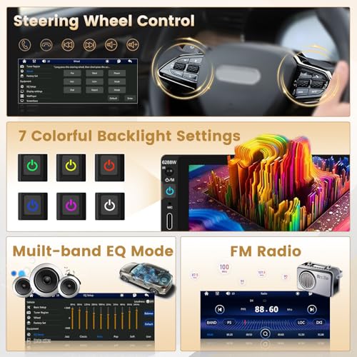 Hikity radio para auto 6.9 pulgadas con pantalla táctil miniatura 5