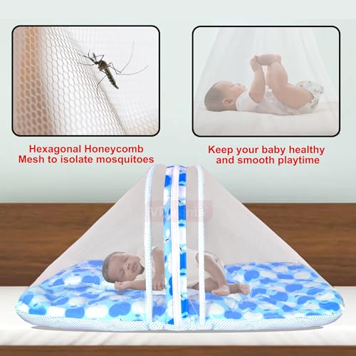 Image of VParents Cheeky Cheeky Blue Cotton Bedding Set & Mosquito Net