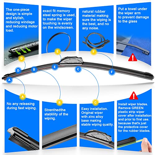 RAINTOK Windshield Wiper Blades Replacement For Dodge Caliber 2007 2008 2009 2010