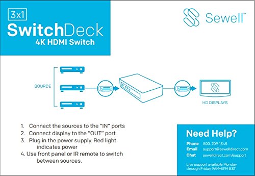Switchdeck 4k Hdmi Switch By Sewell 3x1 Distribution