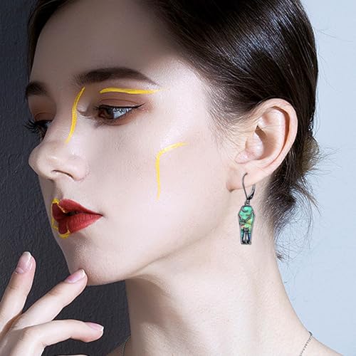 Spider/Bat/Skull/Black Cat Earrings for Women 925 Sterling Silver Coffin Dangle Earrings Gothic Jewelry Halloween Gifts for Girlfriend Her3